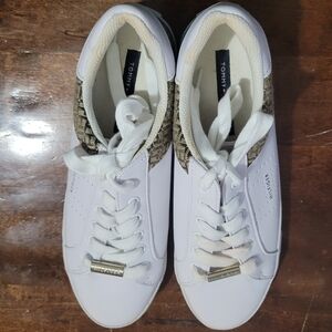 Tommy Hilfiger White Logo Panel Fashion Sneakers Size 9M.